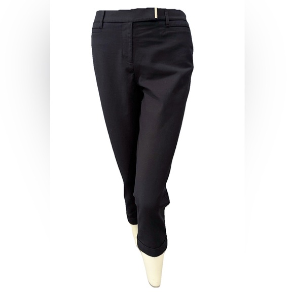 White House Black Market The Slim Crop Pants Black Size 2 Stretch Workwear - Picture 1 of 13